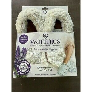 NEW Warmies Microwavable Slippers Size 6-10 Grey Faux Fur Comfort Lavender Scent